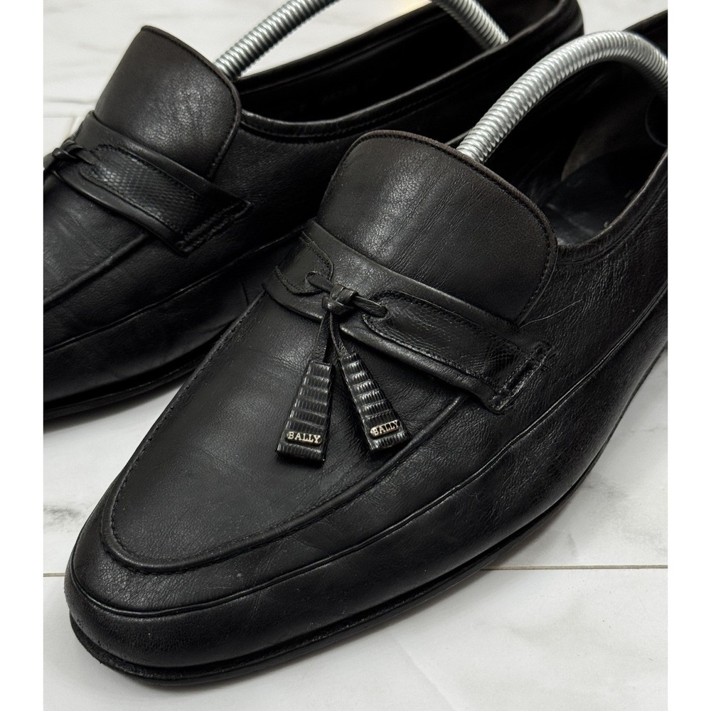 BALLY of Switzerland Men's Black Leather Tassel Loafers Vintage 10.5 E
